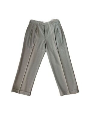 Jos A Banks | Men's Silk Cuffed Pleated Pants | Sage Green | Waist 34| SKU286